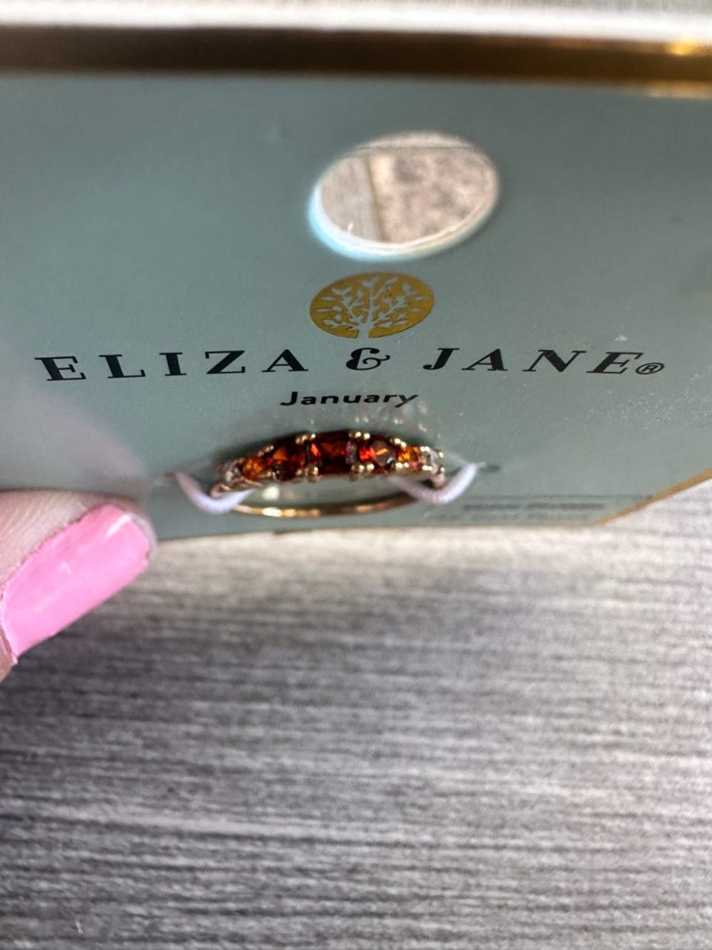 Eliza & Jane 18K Gold Plated Garnet Minimalist Ring - Picture 4 of 4